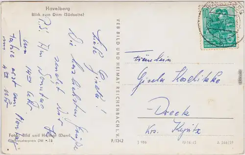 Foto Ansichtskarte Havelberg Blick zum Dom (Südseite) 1959