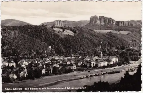 Bad Schandau Panorama mit Falkenstein und Schrammsteinen 1958