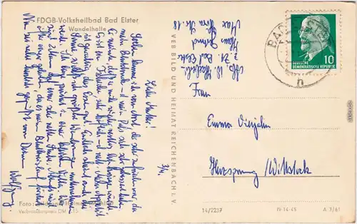 Bad Elster Wandelhalle  Foto Ansichtskarte Vogtland  1961