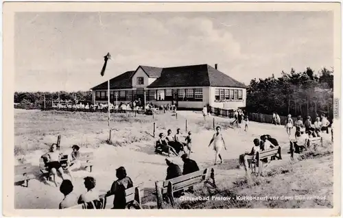 Prerow Kurkonzert vor dem Dünenhaus Fotokarte Darß Fischland  1955