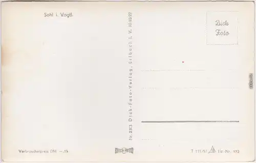 Sohl Bad Elster Panorama Foto Ansichtskarte Vogtland 1957