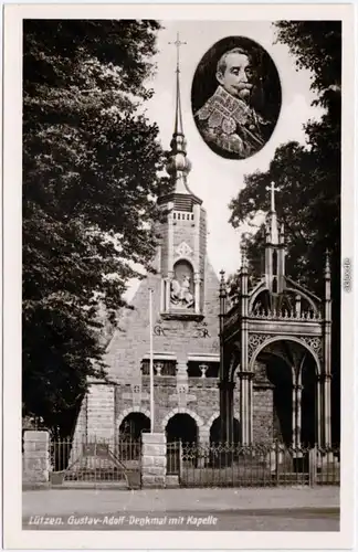 Lützen Wiesengrund Gustav-Adolf-Denkmal mit Kapelle Foto Ansichtskarte  1959