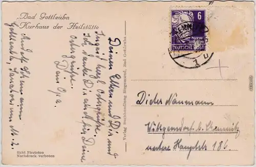 Bad Gottleuba-Berggießhübel Kurhaus der Heilstätte Ansichtskarte g 1953 c1941