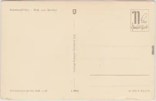 Rübeland Blick zum Brocken b Halberstadt  1969