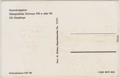 Zinnwald Georgenfeld-Altenberg (Erzgebirge) Georgenfelder Hochmoor 1961