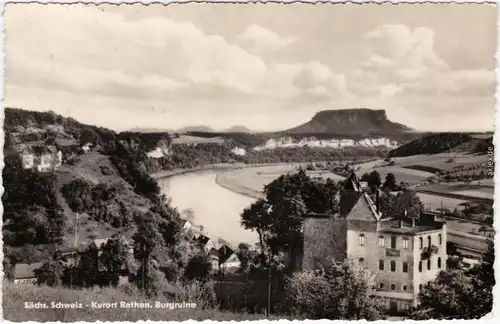 Rathen Burgruine Foto Ansichtskarte b Bad Schandau  1957