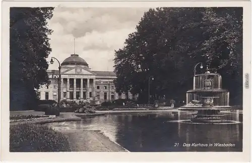 Wiesbaden Das Kurhaus mit Brunnen Ansichtskarte 1932