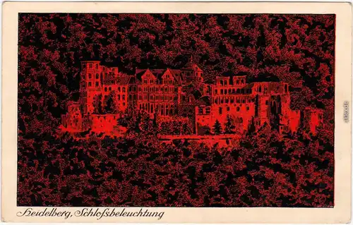 Heidelberg Schlossbeleuchtung Ansichtskarte  1920