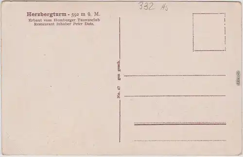 Bad Homburg vor der Höhe Herzbergturm und Restaurant 1924