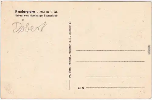 Bad Homburg vor der Höhe Herzbergturm und Binding 1940