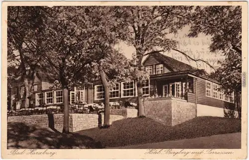 Bad Harzburg Hotel Burgberg mit Terrassen b Goslar Ansichtskarte 1932