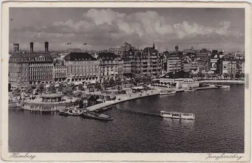 Hamburg Blick auf den Jungfernstieg Ansichtskarte  1928