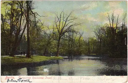 Ansichtskarte Tiergarten Berlin Tiergarten Rousseau Insel 1904