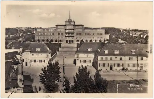 Elbing Elbląg Straßepartie zur Jahnschule Fotokarte  1932