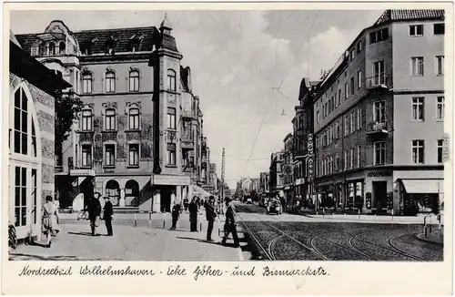 Ansichtskarte Wilhelmshaven Gökerstraße und  Bismarckstraße - belebt 1935