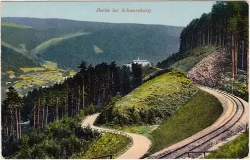 Schwarzburg Partie an der Schwarzburg - Gleise Ansichtskarte  1914