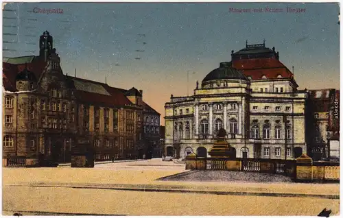 Chemnitz Ansichtskarte Städtisches Museum und neues Theater 1918