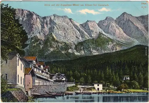 Garmisch-Partenkirchen Blick auf die Zugspitze Hotel Eibsee 1914 