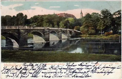 Wechselburg Schloß mit Brücke Ansichtskarte 1908