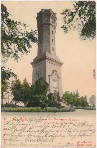 Rochlitz Aussichtsturm - Rochlitzer Berg colorierte Ansichtskarte 1901
