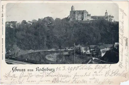 Rochsburg Lunzenau Stadtpartie und Rochsburg 1900