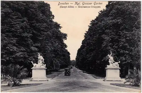 Dresden Drježdźany Großer Garten - Auto, Kentauren Gruppe 1909 