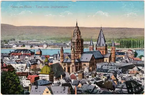 Ansichtskarte Mainz Totale vom Stepahnsturm 1915