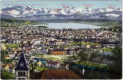 Zürich Blick über die Stadt Ansichtskarte 1912