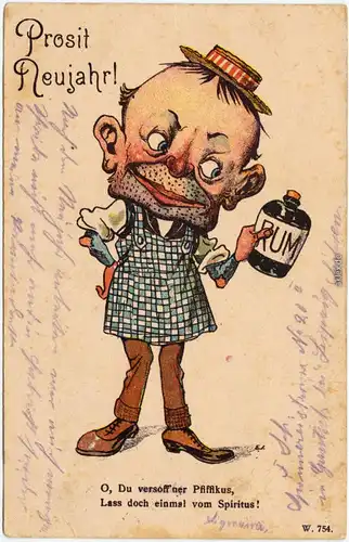 Scherzkarte O, Du versoffner Pfiffikus Lass doch einmal vom Spiritus! 1914