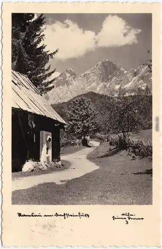 Ramsau Hütte - Straßenpartie Fotokarte b Garmisch Partenkirchen  1939