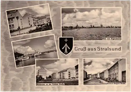 Stralsund Müller-Grählert-/Prohner-/Richard-Wagner-Straße, Neubauten, Hafen 1964