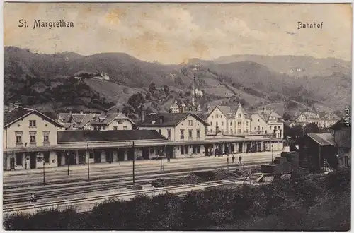 St. Margrethen Partie am Bahnhof Canton St. Gallen Ansichtskarte  1912