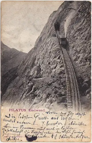 Luzern Lucerna Pilatusbahn - Eselwand Ansichtskarte  1905