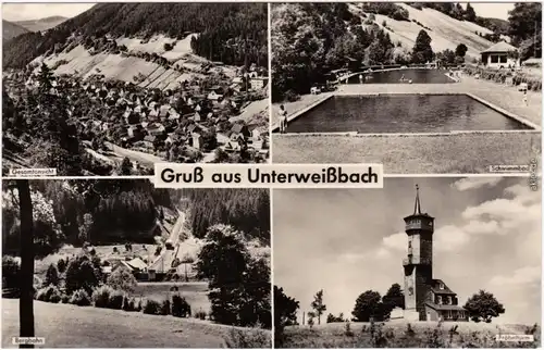 Unterweißbach Schwimmbadm Bergbahn, Fröbelturm 1959