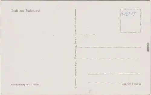 Rudolstadt Bahnhof, Schloss, Markt, Panorama 1958