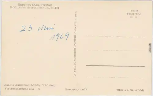 Rabenau HOG Rabenauer Mühle Ansichtskarte b Freital Dresden 1959