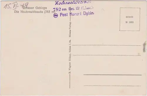 Oybin Die Hochwaldbaude - Zittauer Gebirge b Zittau  1949