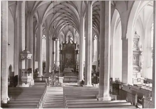 Bautzen Dom zu St. Petri Bl durch den Mittelgang auf Kanzel und Mensa-Altar 1983