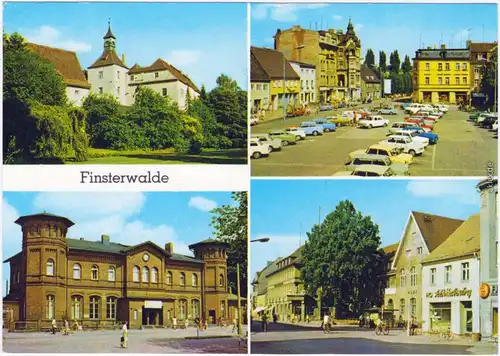 Finsterwalde Grabin Schloss Markt, Bahnhof, Ernst-Thälmann-Straße 1979