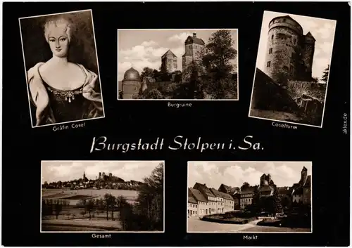 Stolpen Burg, Gräfin Cosel, Markt Foto Ansichtskarte 1958