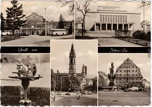 Zittau Mehrbild: Bahnhof, Theater, Markt Ansichtskarte 1967