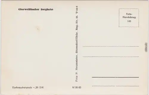 Lichtenhain Fotokarte  Oberweißbach Oberweißbacher Bergbahn Panorama 1963