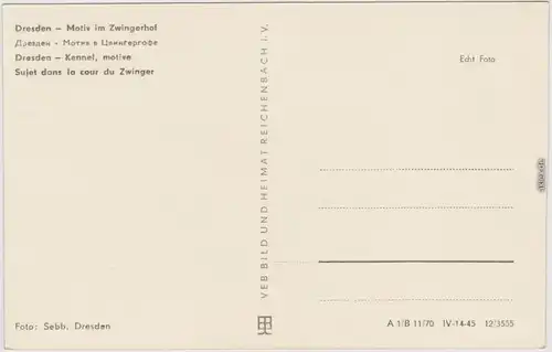 Innere Altstast Ansichtkarte Dresden Drježdźany Zwingerhof 1970