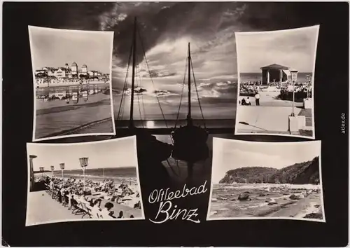 Binz (Rügen) Mehrbild Sonnenuntergang Strand Ansichtskarte b Saßnitz 1963