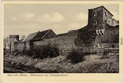 Ansichtskarte Zons Dormagen Partie an der Wehrmauer am Krötschturm 1940