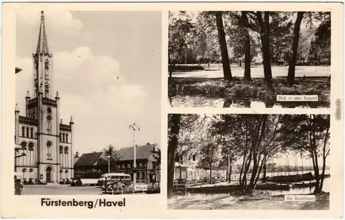 Fürstenberg Havel Markt, Kurpark, Bootshaus Ansichtskarte  1966