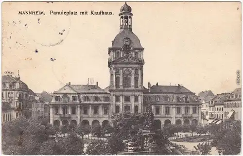 Mannheim Paradeplatz mit Kaufhaus Ansichtskarte 1906