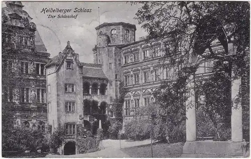Heidelberg Der Schloßhof Ansichtskarte 1907