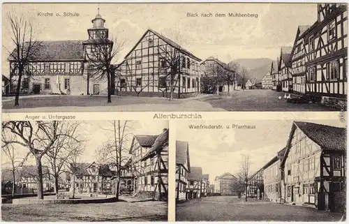 Altenburschla 3 Bild: Kirche Schule, Wanfriedstraße Wanfried b Eschwege 1913