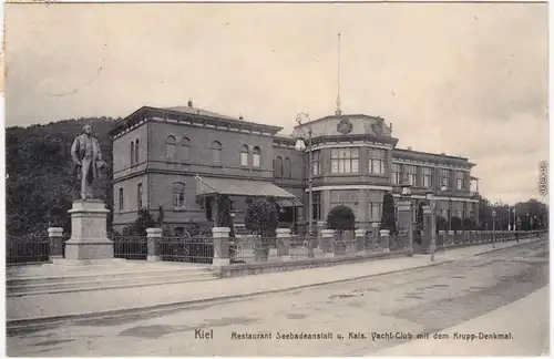 Kiel Restaurant Seebadeanstalt, Yachtclub und Krupp-Denkmal 1912 